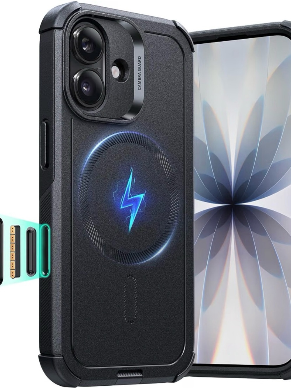 Magnetic Wireless Charging Protective Phone Case — Black for iPhone 17